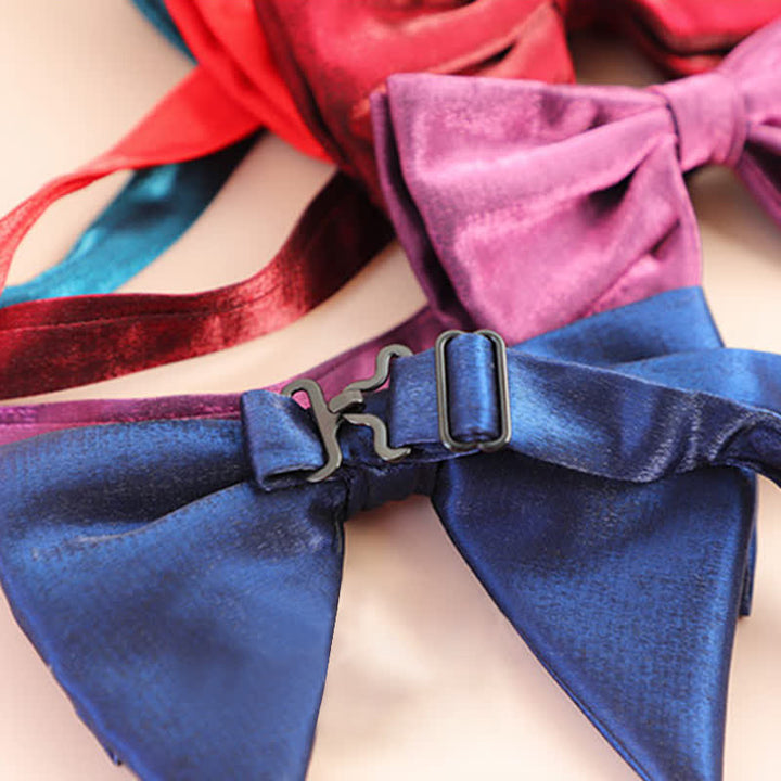 Men's Glossy Butterfly-Like Oversized Pointed Bow Tie