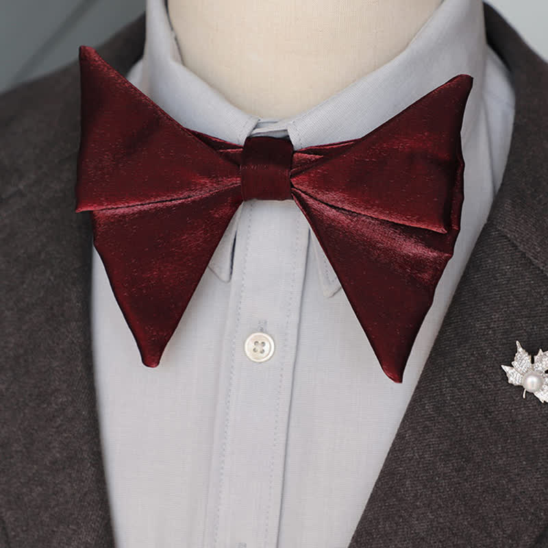 Men's Glossy Butterfly-Like Oversized Pointed Bow Tie