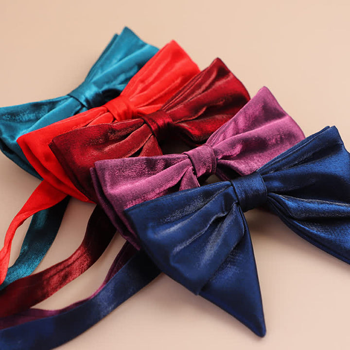 Men's Glossy Butterfly-Like Oversized Pointed Bow Tie