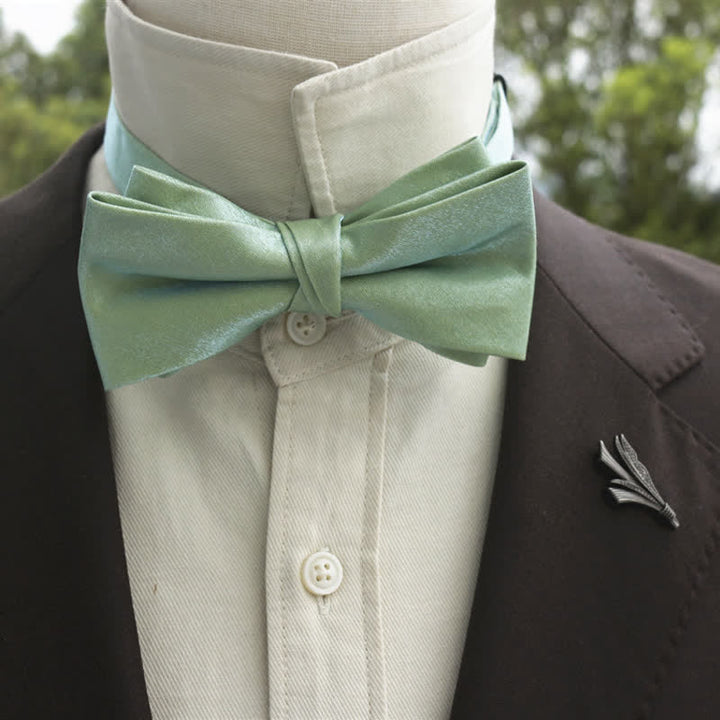 Men's Bright Double-Layered Solid Color Bow Tie