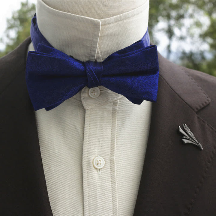 Men's Bright Double-Layered Solid Color Bow Tie