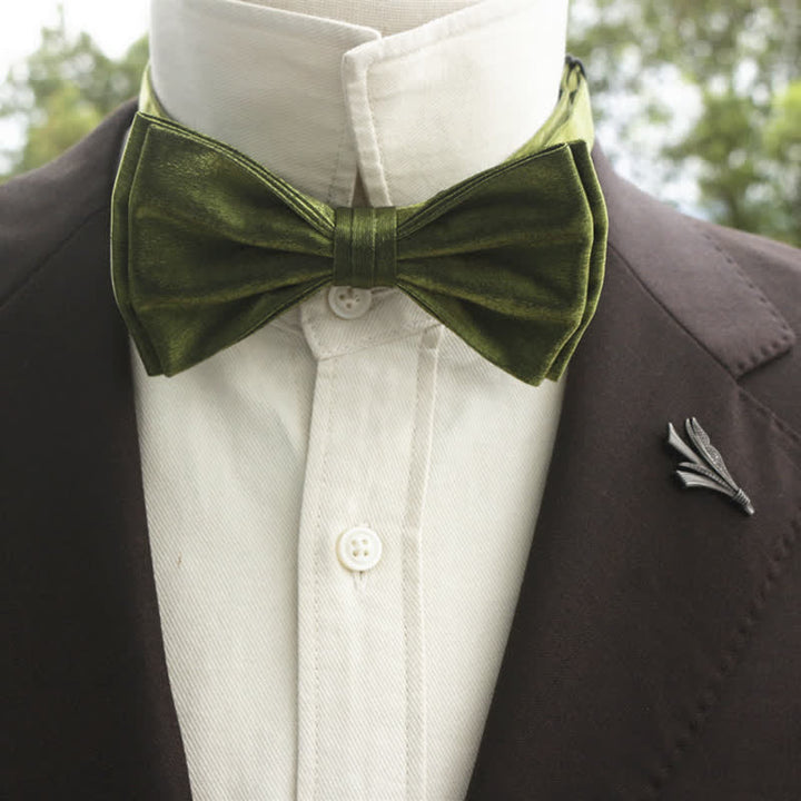 Men's Bright Double-Layered Solid Color Bow Tie