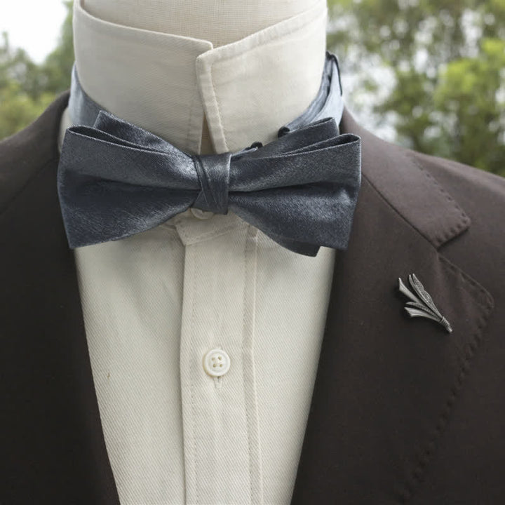 Men's Bright Double-Layered Solid Color Bow Tie