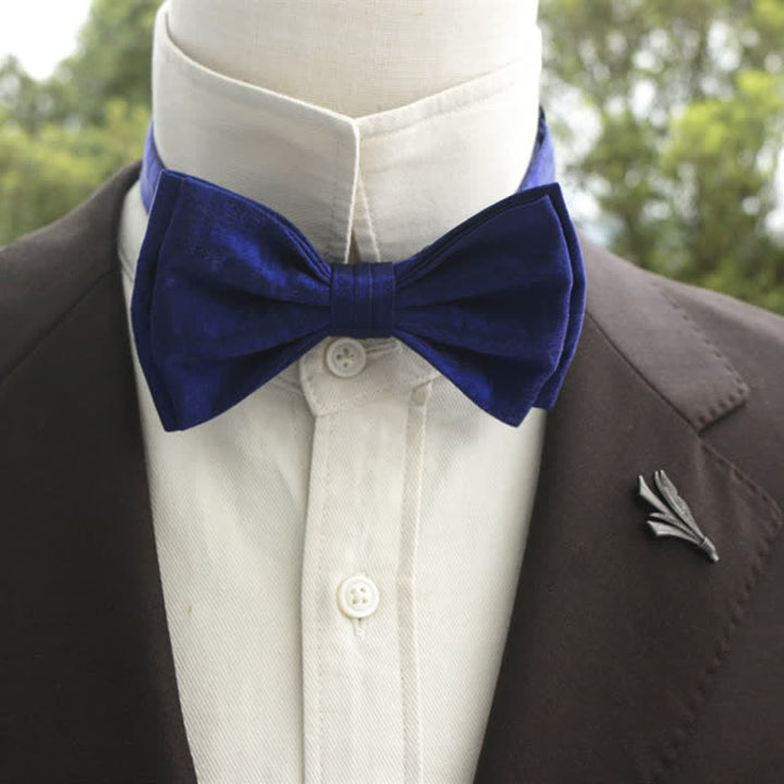 Men's Bright Double-Layered Solid Color Bow Tie