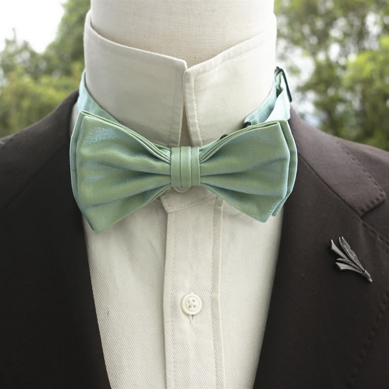 Men's Bright Double-Layered Solid Color Bow Tie