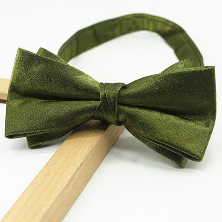 Men's Bright Double-Layered Solid Color Bow Tie