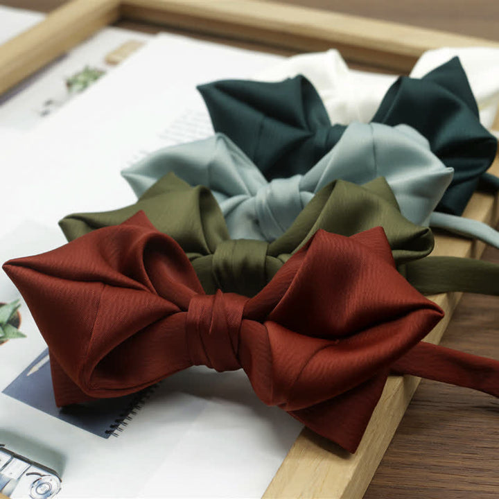 Men's Bud-Like Solid Color Pointed Bow Tie