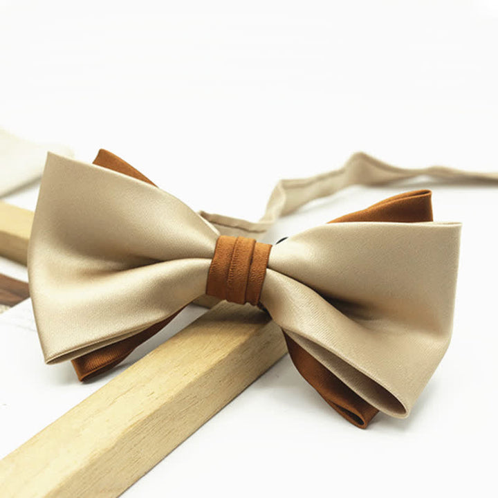 Men's Two Tone Double-Deck Wedding Business Bow Tie