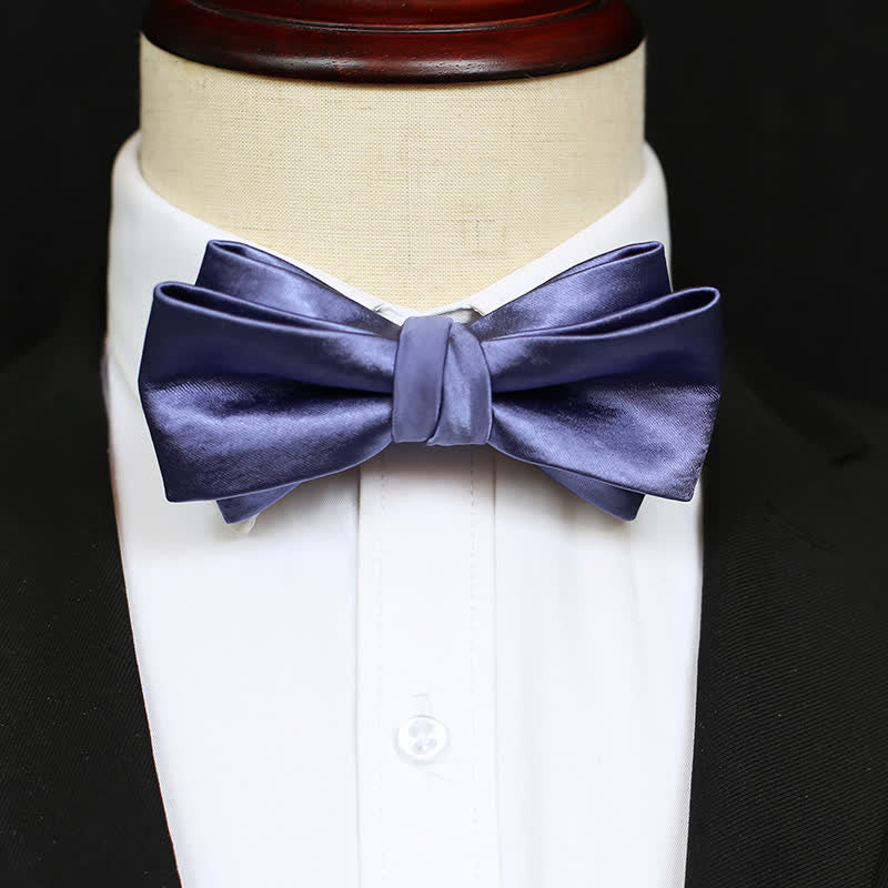 Men's Chic Blue Purple Solid Color Bow Tie