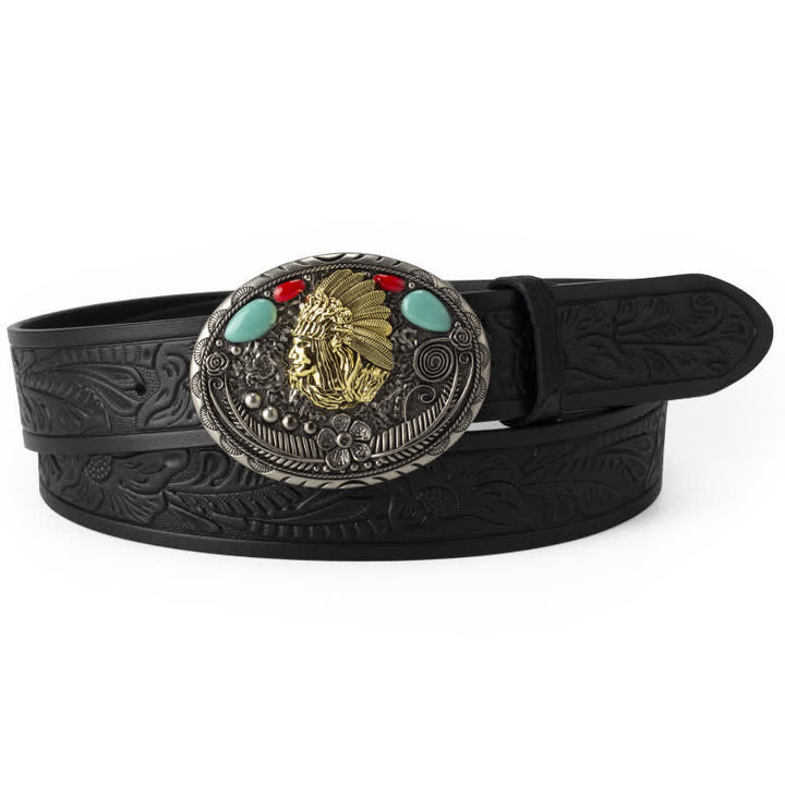 Men's Turquoise Country Indian Style Leather Belt