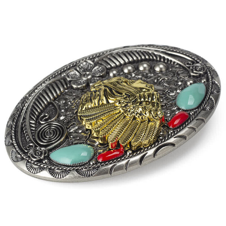 Men's Turquoise Country Indian Style Leather Belt