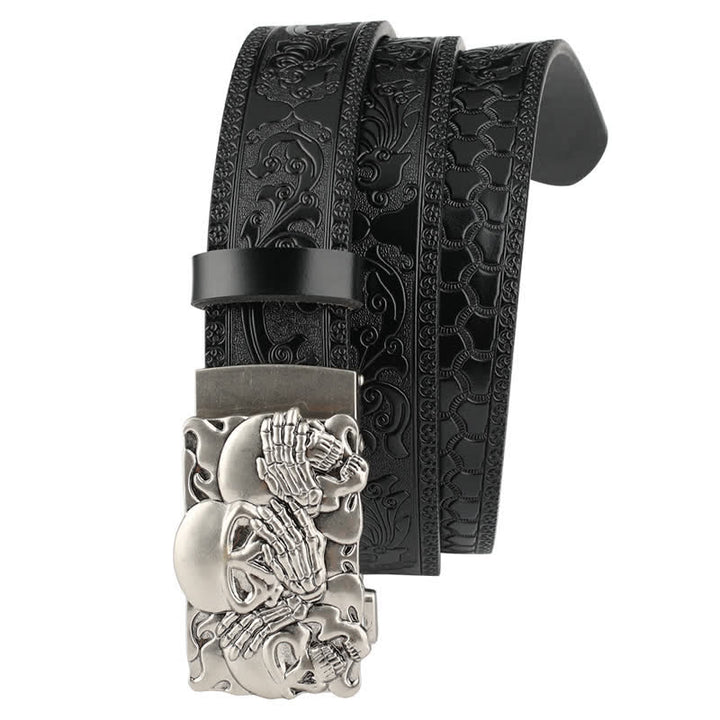 Men's Horrible Laugh Skull Automatic Buckle Leather Belt