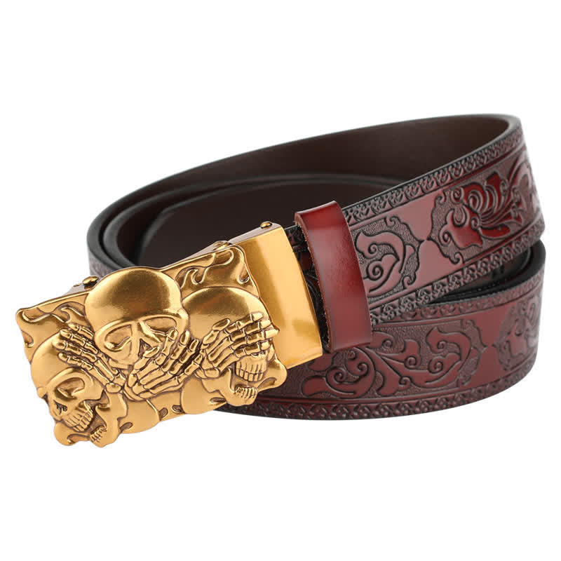 Men's Horrible Laugh Skull Automatic Buckle Leather Belt