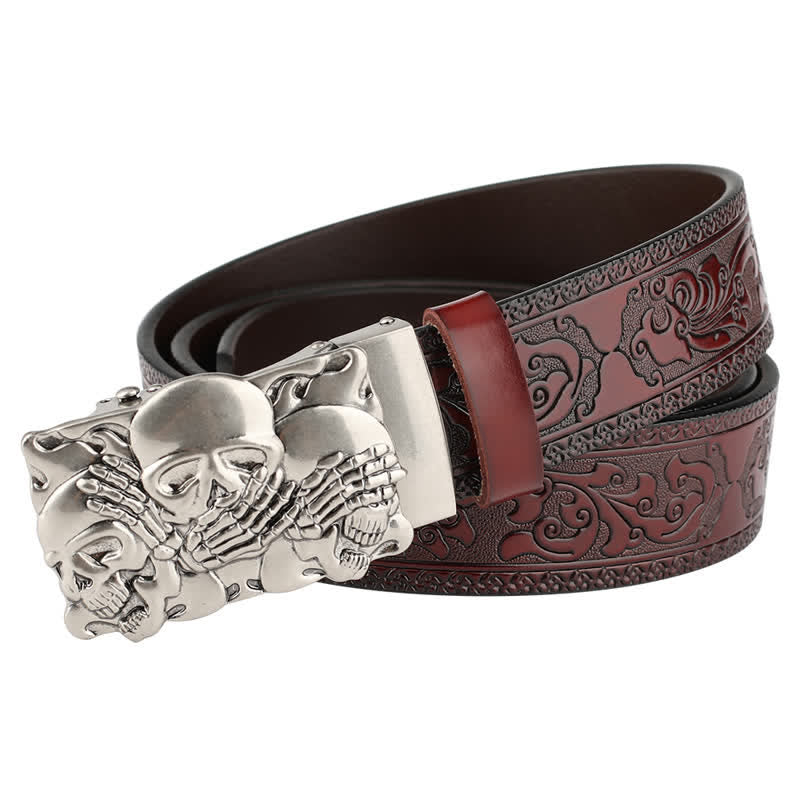 Men's Horrible Laugh Skull Automatic Buckle Leather Belt