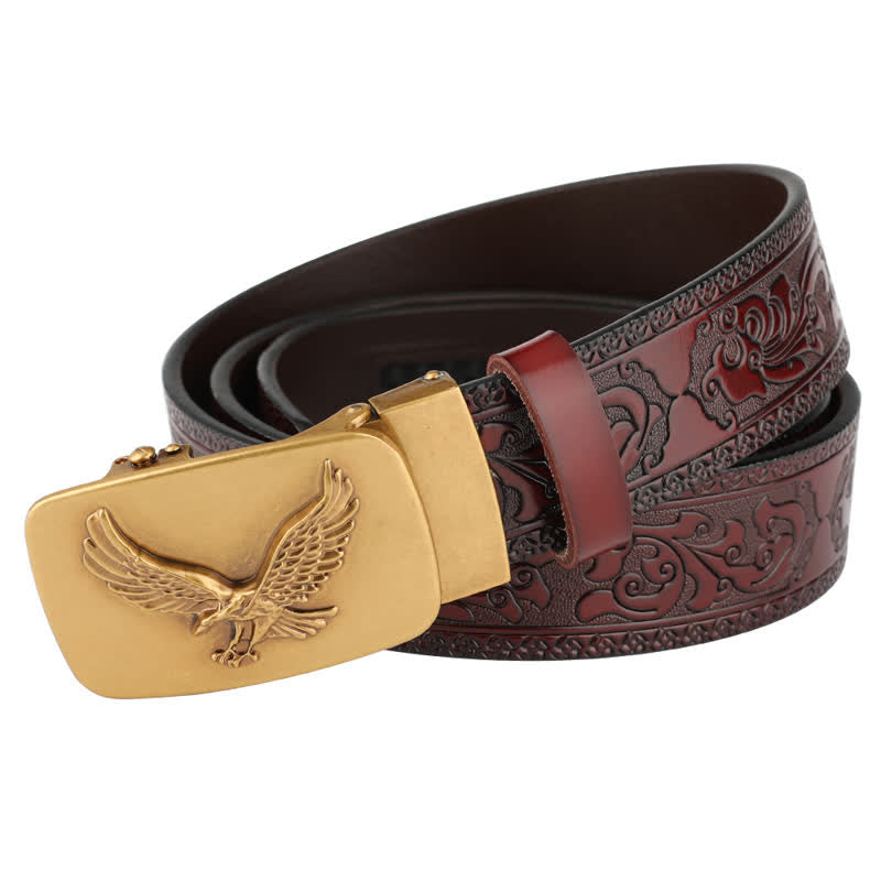 Men's Flying Eagle Automatic Buckle Embossing Leather Belt