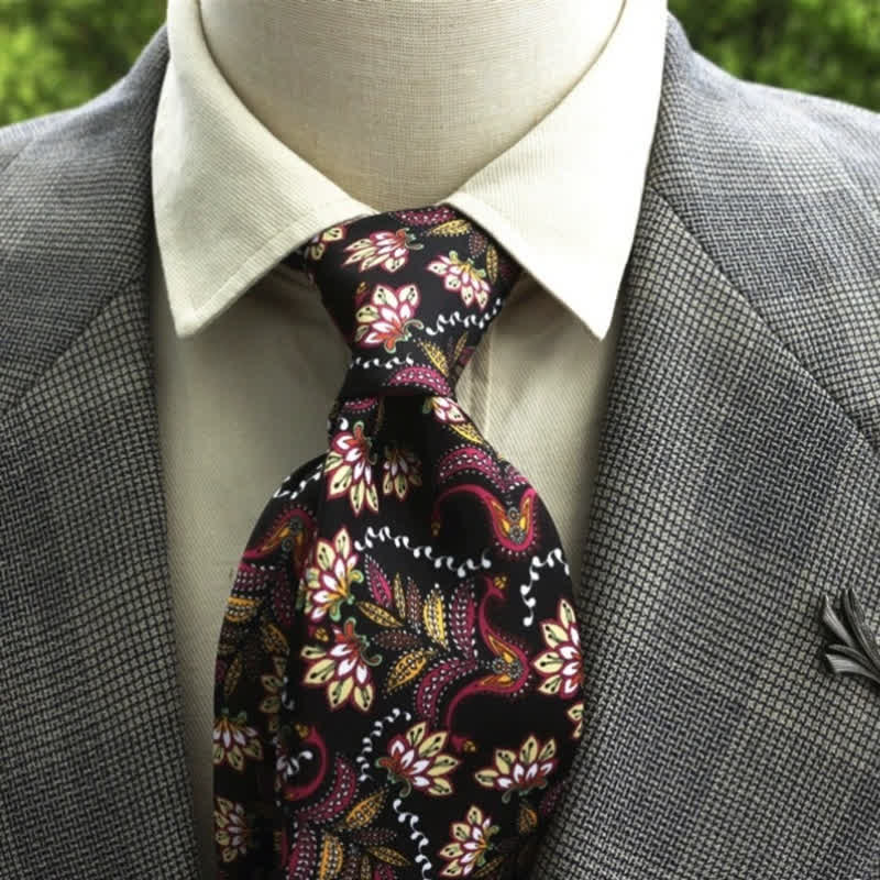 Men's Fantastic Flower Pattern Boho Necktie