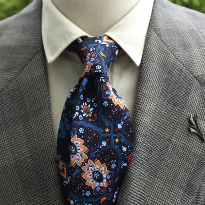 Men's Fantastic Flower Pattern Boho Necktie