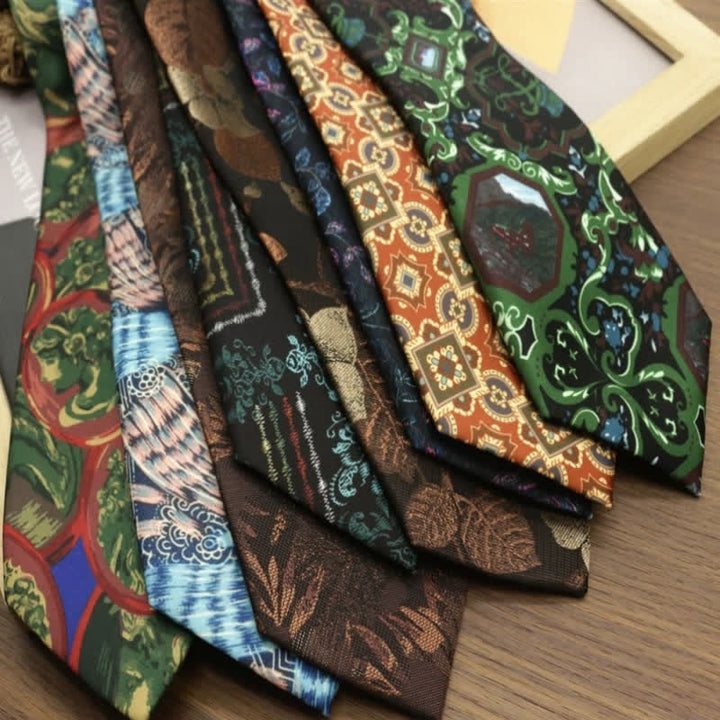 Men's Fantastic Flower Pattern Boho Necktie