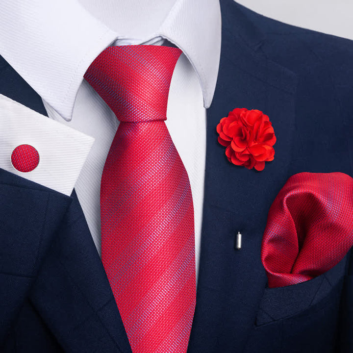 4Pcs Men's Attractive Bright Red Series Necktie Set