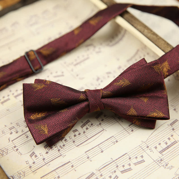 Men's Elegant Wheat Pattern Double Layers Bow Tie