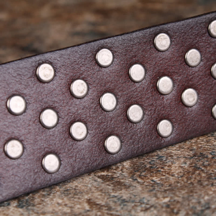 Men's Unique Maple Leaf Shape Rivets Leather Belt