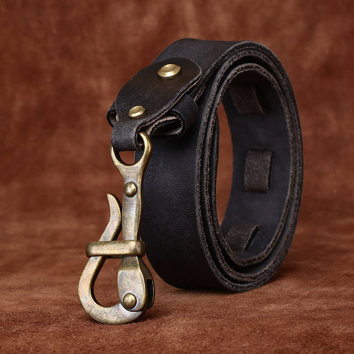 Men's Retro Distressed Hook Buckle Cavalry Leather Belt