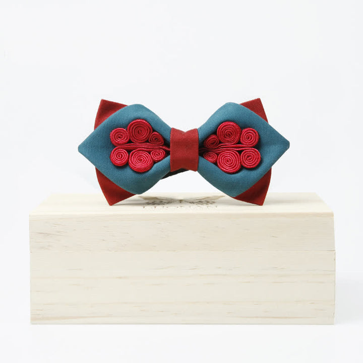 Men's Stylish Deep Blue Wine Red Wedding Bow Tie