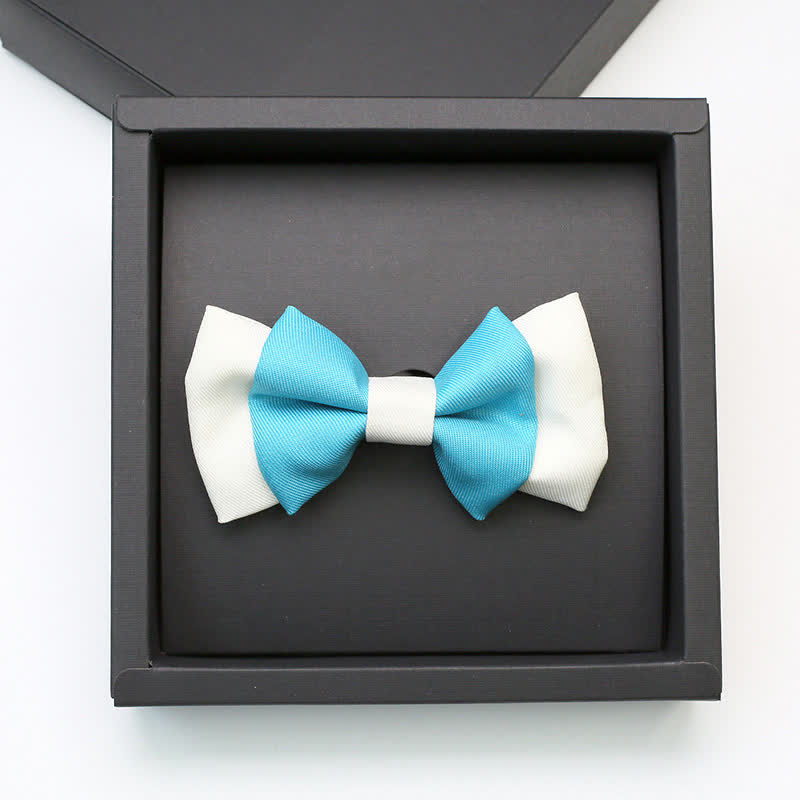 Men's Confident Sky Blue & White Double Layers Bow Tie