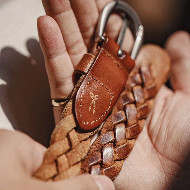 Men's Vintage Woven Vegetable Tanned Leather Belt