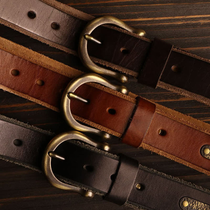 Men's Handmade Distressed Thicken Retro Leather Belt