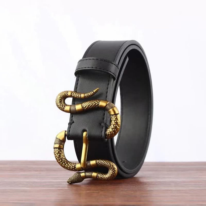 Men's Punk Bronze Serpent Buckle Streetwear Leather Belt