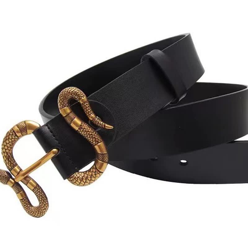 Men's Punk Bronze Serpent Buckle Streetwear Leather Belt