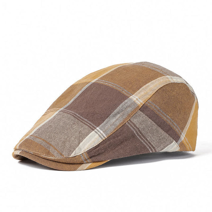 British Style Vintage Check Plaid Beret Hat