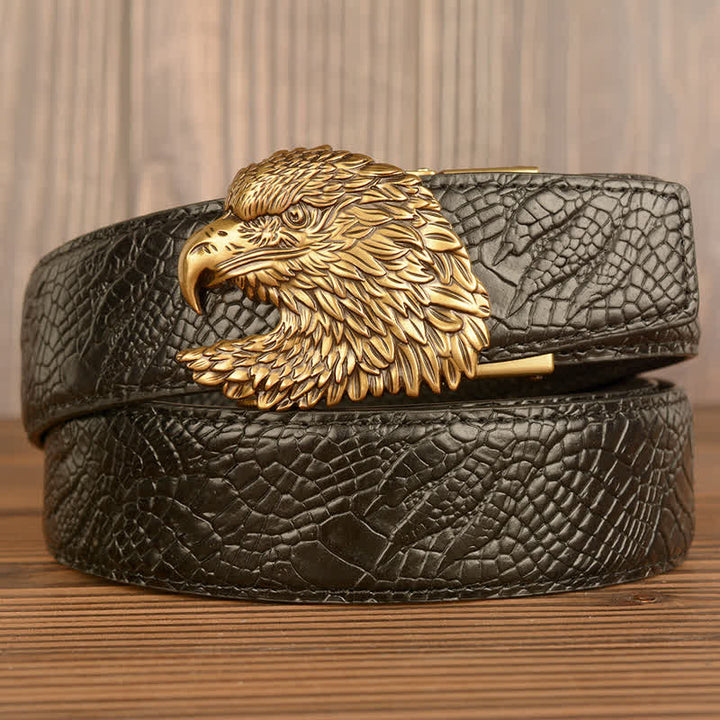 Men's Eagle Cool Alligator Claw Pattern Leather Belt