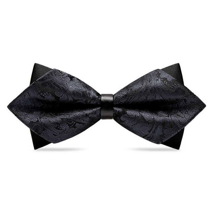 Men's Stylish Paisley Double Layers Pionted Bow Tie