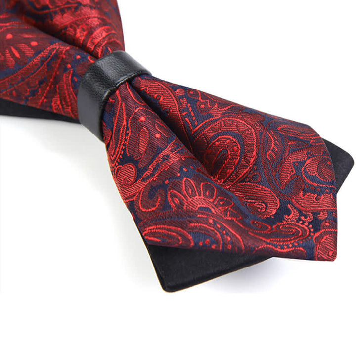 Men's Stylish Paisley Double Layers Pionted Bow Tie