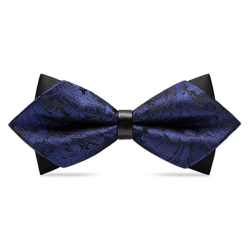 Men's Stylish Paisley Double Layers Pionted Bow Tie