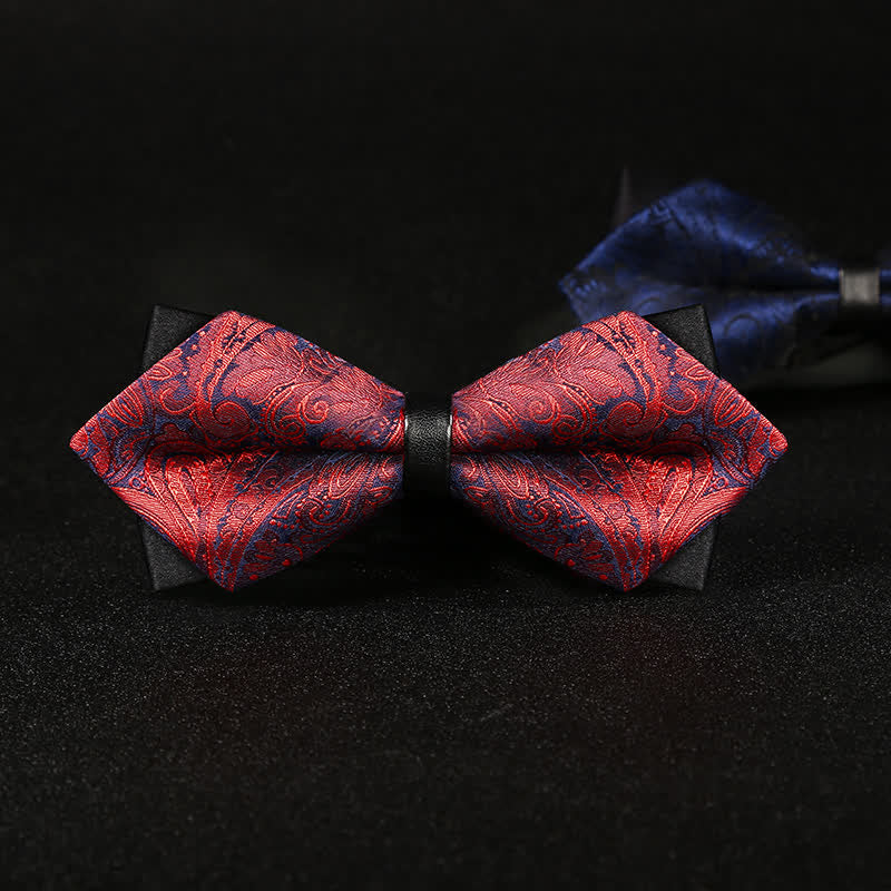 Men's Stylish Paisley Double Layers Pionted Bow Tie