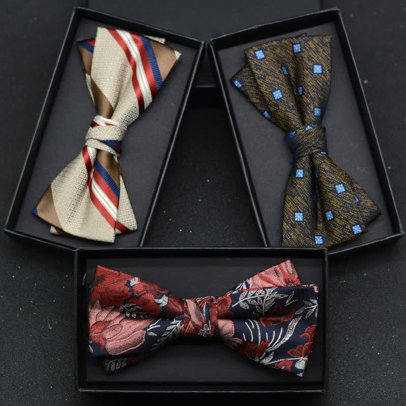 2Pcs Men's Elegant Floral Bow Tie Handkerchief Set