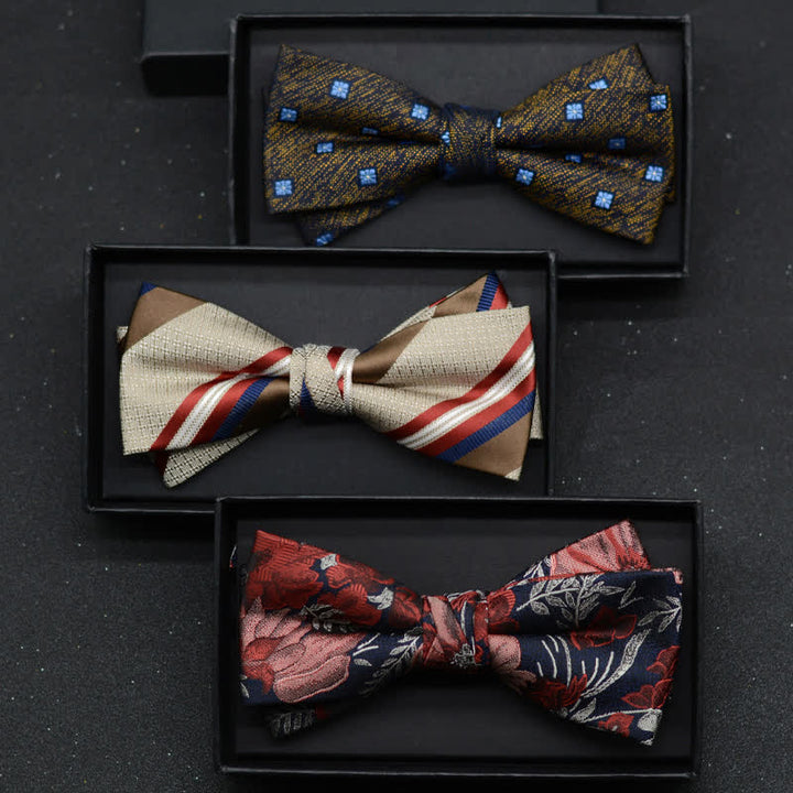 2Pcs Men's Elegant Floral Bow Tie Handkerchief Set