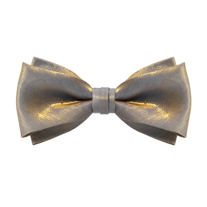 Men's Shining Gray Double Layered Bow Tie