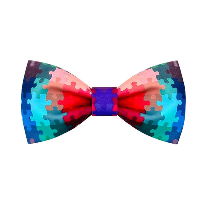 Men's Current Multicolored Puzzle Printing Bow Tie