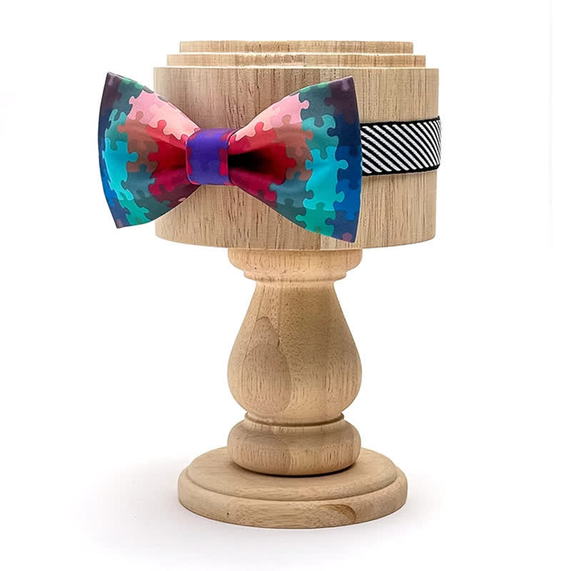 Men's Current Multicolored Puzzle Printing Bow Tie