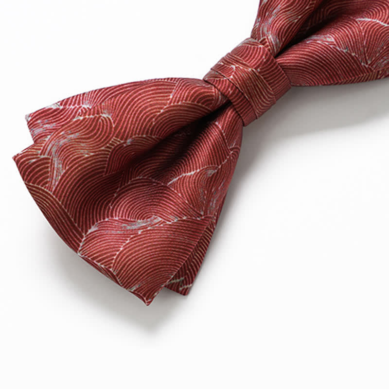 Men's Red Wave Printed Formal Wedding Bow Tie