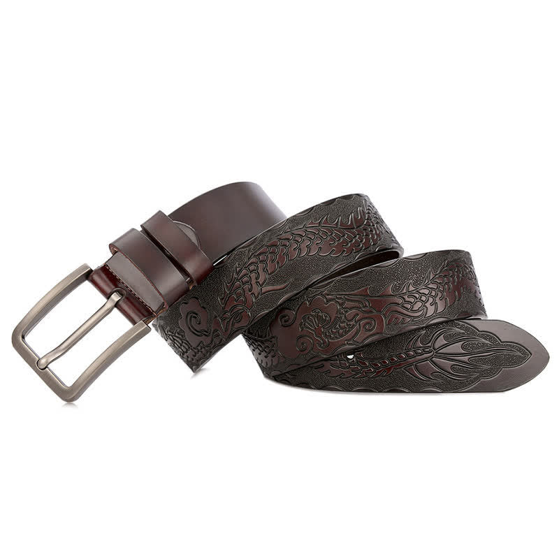 Men's Punk Dragon Embossed Pattern Leather Belt