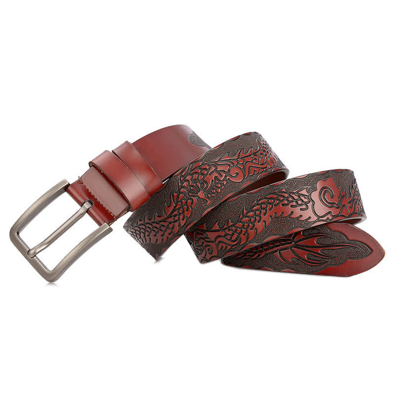 Men's Punk Dragon Embossed Pattern Leather Belt