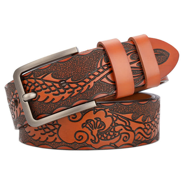 Men's Punk Dragon Embossed Pattern Leather Belt