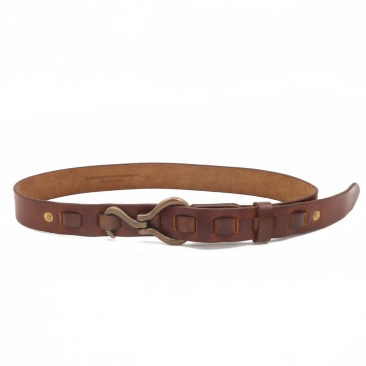 Men's Heavy Duty Retro Hook Buckle Cavalry Leather Belt