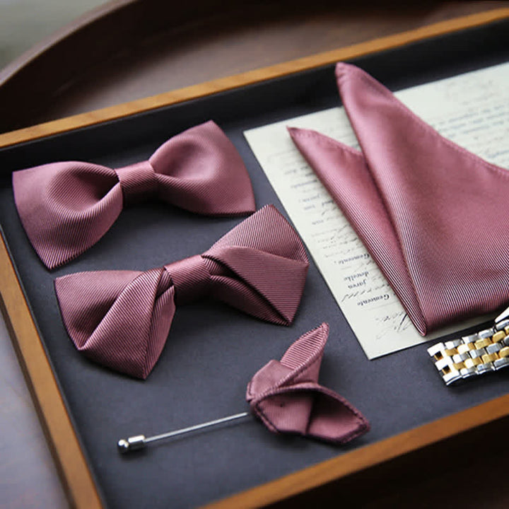 Men's Gentle Rose Pink Twilled Wedding Silk Bow Tie - image 4