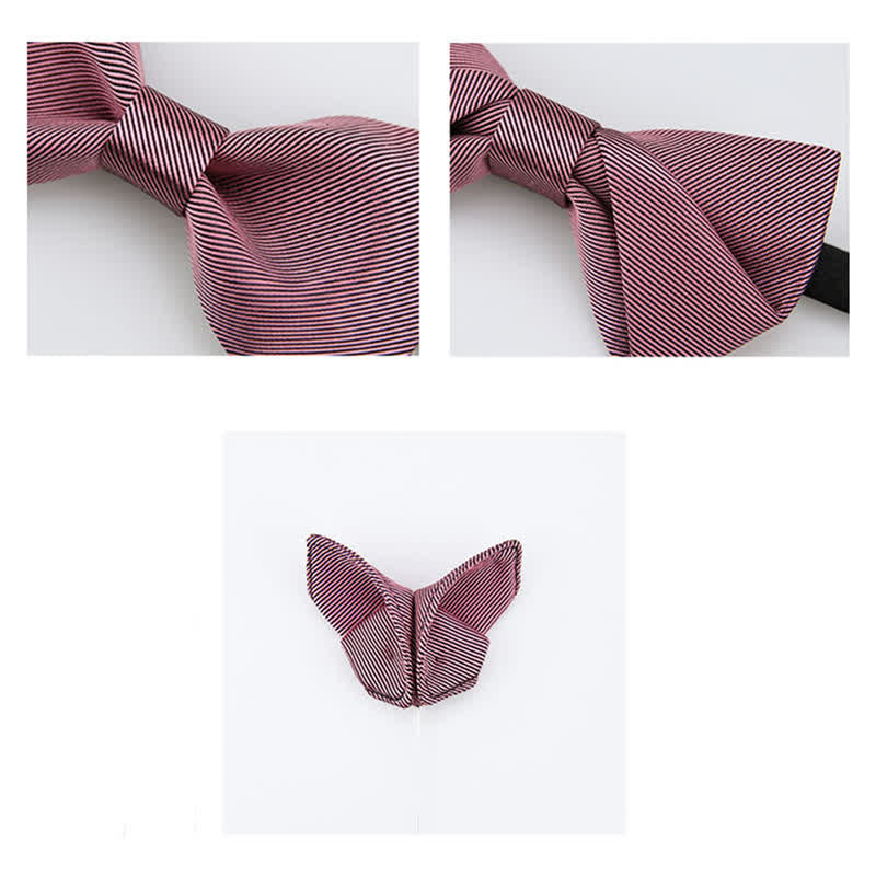 Men's Gentle Rose Pink Twilled Wedding Silk Bow Tie - image 6